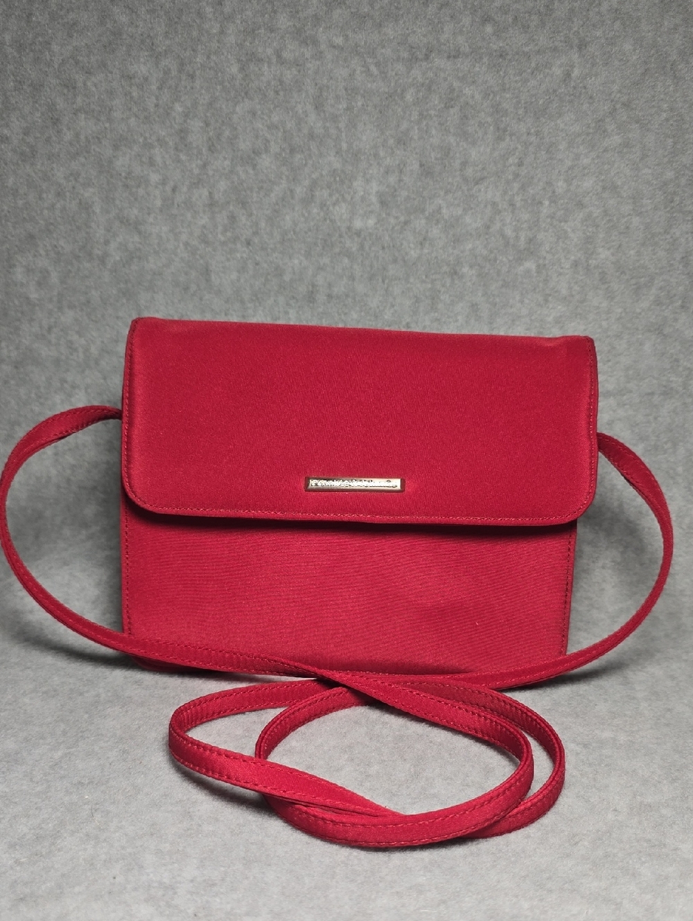 Classic Red Crossbody Bag with Silver Accent - Women's Crossbody